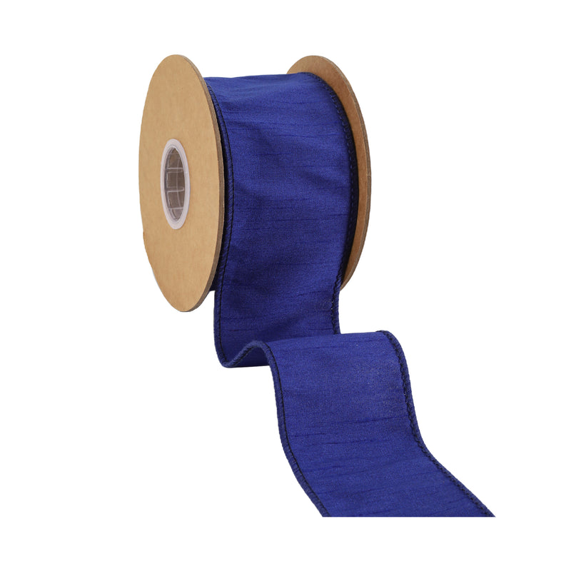 2 1/2" Wired Dupioni Ribbon | Royal | 10 Yard Roll