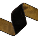 2 1/2" Wired Premium Velvet Ribbon w/ Tissue Back | Black/Gold | 10 Yard Roll