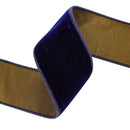2 1/2" Wired Premium Velvet Ribbon w/ Tissue Back | Blue/Gold | 10 Yard Roll