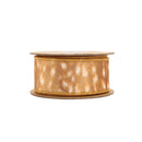 2 1/2" Double-Fused Doe Fur/Faux Leather Wired Ribbon | Natural/Leather | 5 Yard Roll