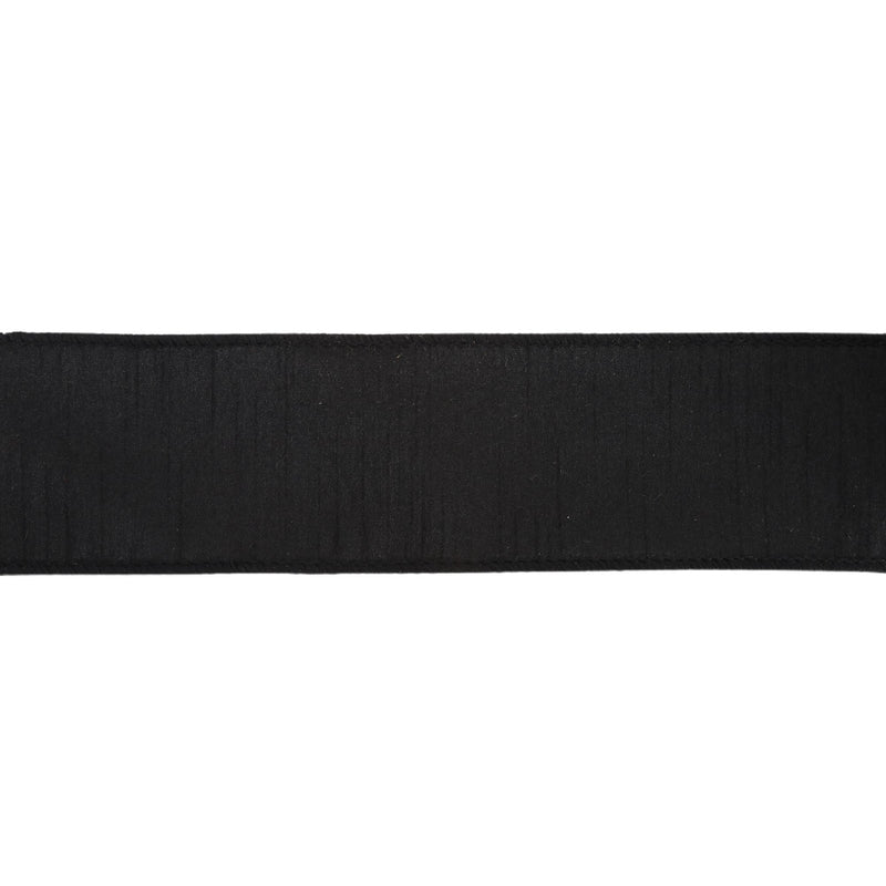 2 1/2" Wired Dupioni Ribbon | Black | 10 Yard Roll