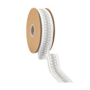 1 1/2" Double-Fused Wired Velvet Ribbon w/ Metallic Trim | White/Silver | 10 Yard Roll