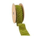 2 1/2" Wired Premium Velvet Ribbon w/ Tissue Back | Apple Green | 10 Yard Roll
