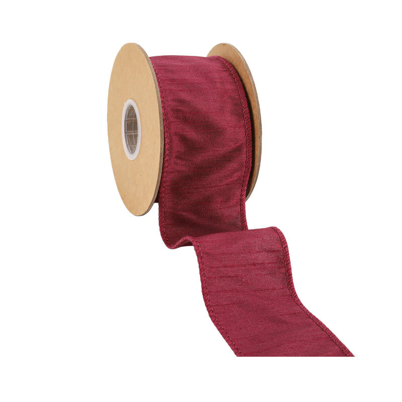 2 1/2" Wired Dupioni Ribbon | Wine | 10 Yard Roll