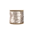 4" Wired Premium Velvet Ribbon w/ Tissue Back | Platinum/Gold | 10 Yard Roll