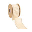 2 1/2" Wired Dupioni Ribbon w/ Metallic Stripe | Natural/Gold | 10 Yard Roll