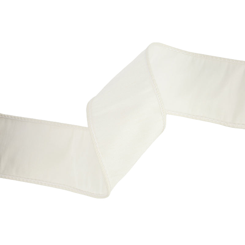 2 1/2" Wired Dupioni Ribbon | Antique White | 10 Yard Roll
