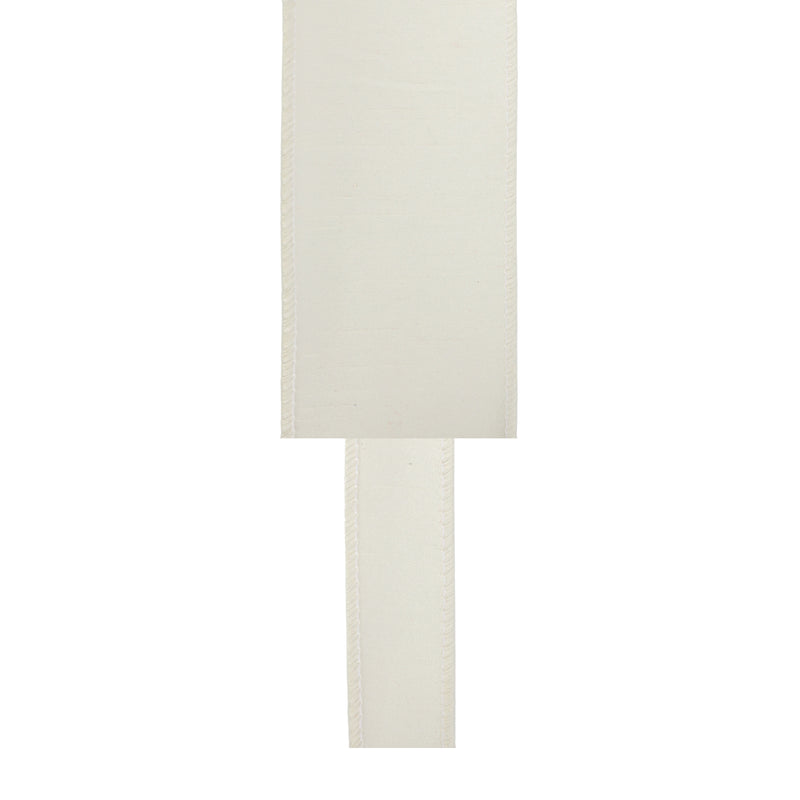 2 1/2" Wired Dupioni Ribbon | Antique White | 10 Yard Roll