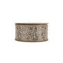 2 1/2" Double-Fused Wired Jacquard Ribbon | Ivory/Gold Metallic | 10 Yard Roll