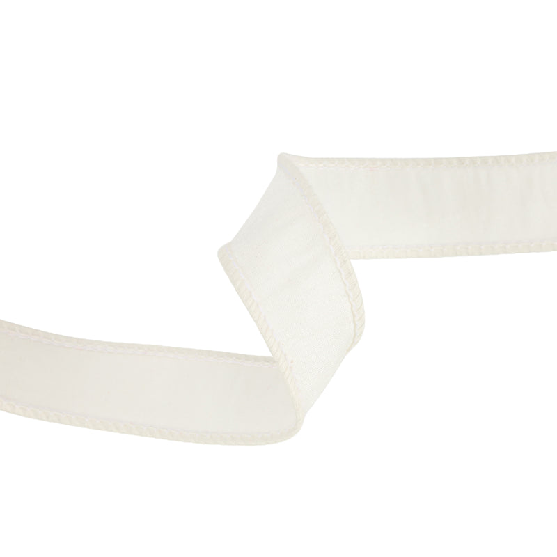 1" Wired Dupioni Ribbon | Antique White | 10 Yard Roll