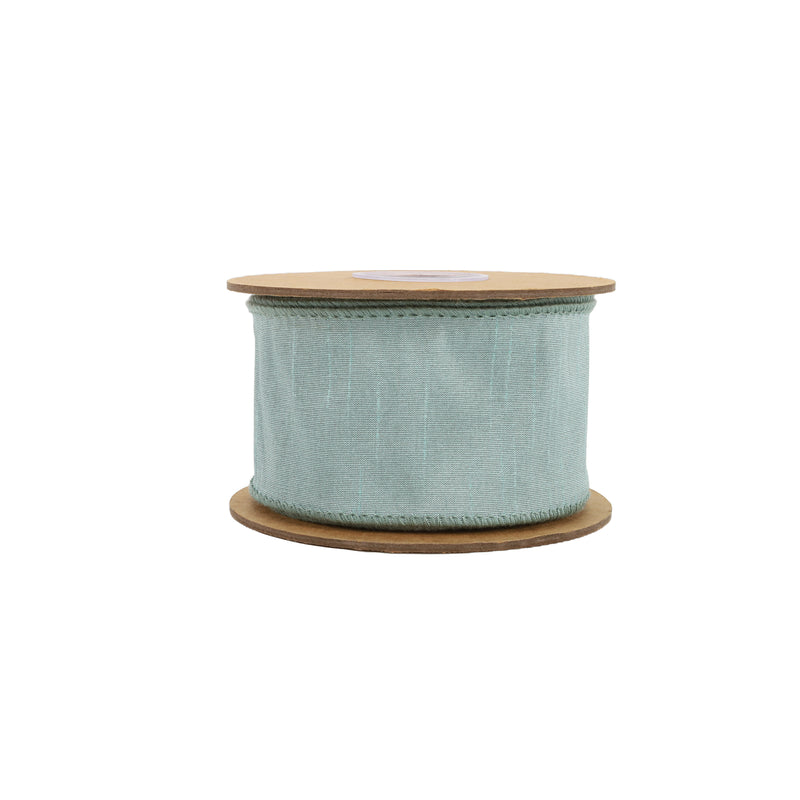 2 1/2" Wired Dupioni Ribbon | Seafoam | 10 Yard Roll