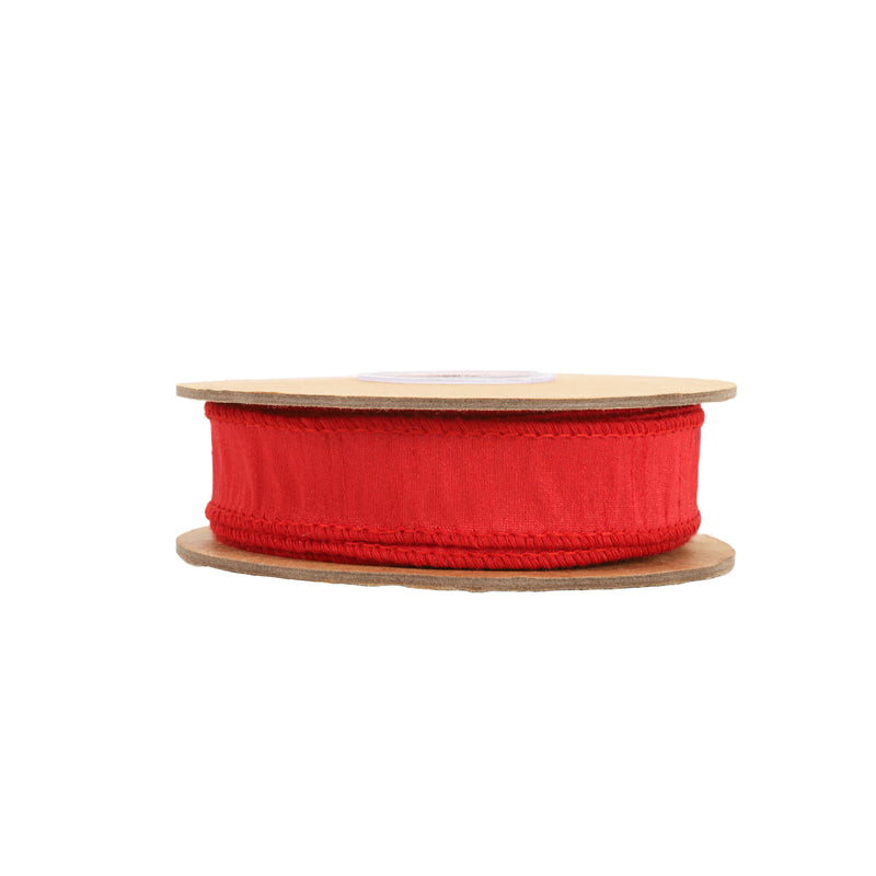 1" Wired Dupioni Ribbon | Red | 10 Yard Roll