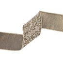 2 1/2" Double-Fused Wired Jacquard Ribbon | Ivory/Gold Metallic | 10 Yard Roll