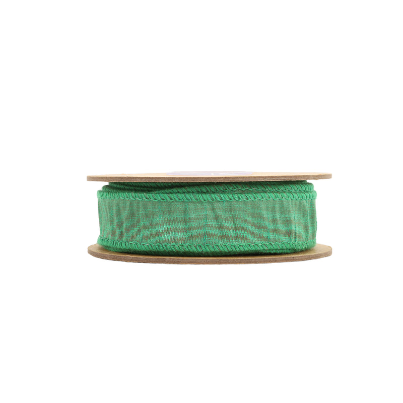 1" Wired Dupioni Ribbon | Forest Green | 10 Yard Roll