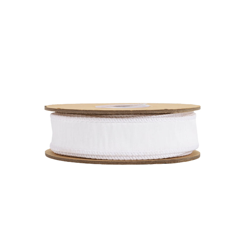 1" Wired Dupioni Ribbon | White | 10 Yard Roll