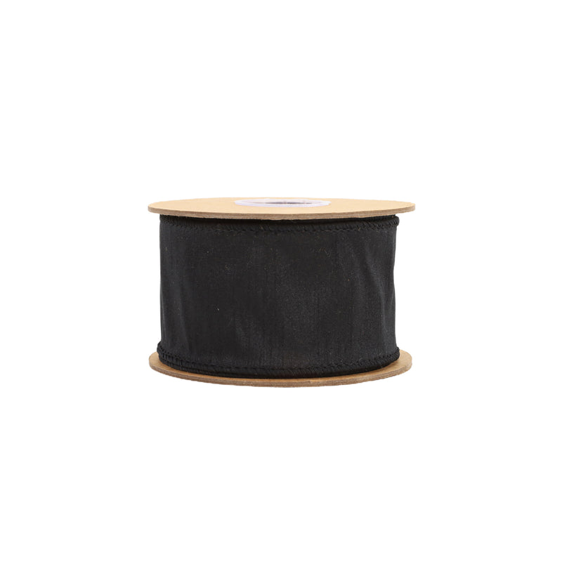 2 1/2" Wired Dupioni Ribbon | Black | 10 Yard Roll