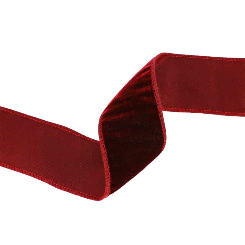 2 1/2" Wired Premium Velvet Ribbon w/ Tissue Back | Burgundy | 10 Yard Roll