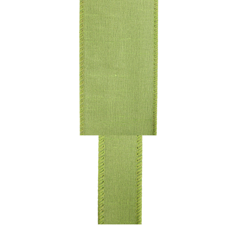 2 1/2" Wired Dupioni Ribbon | Green Apple | 10 Yard Roll