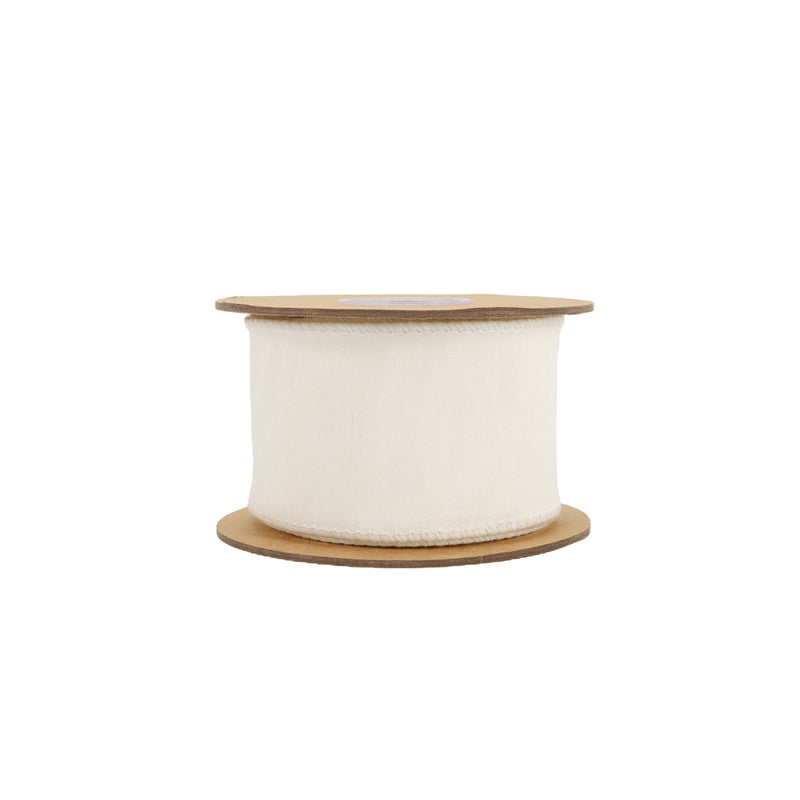 2 1/2" Wired Dupioni Ribbon | Antique White | 10 Yard Roll