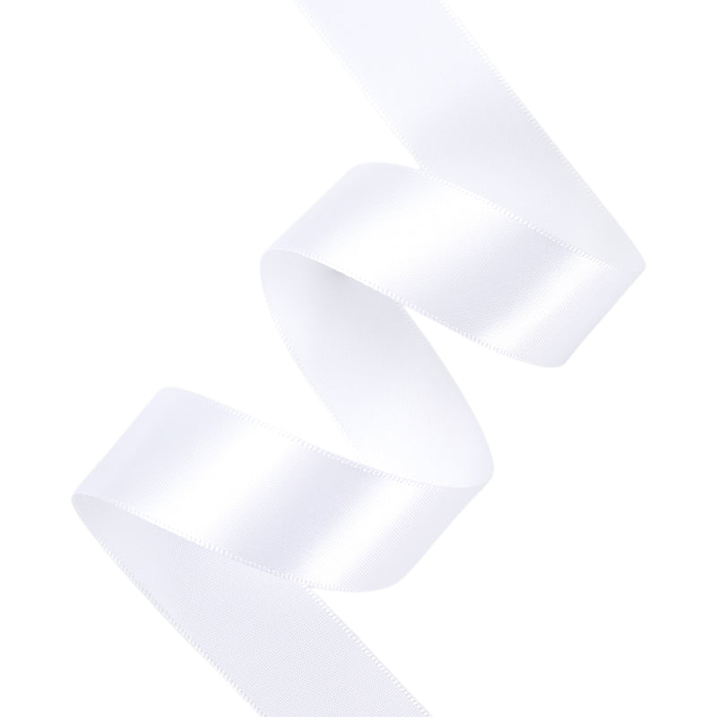 7/8" Single Face Satin Ribbon | White (029) | 100 Yard Roll