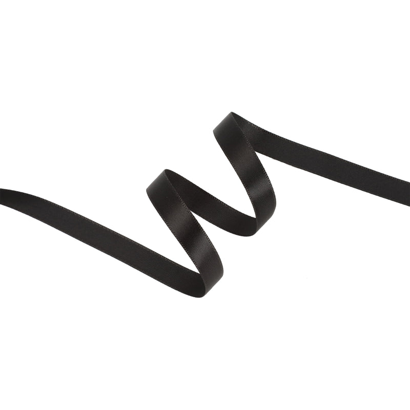 3/8" Single Face Satin Ribbon | Black (030) | 100 Yard Roll