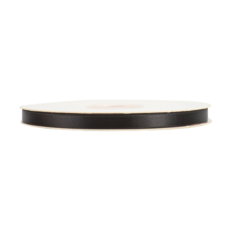 3/8" Single Face Satin Ribbon | Black (030) | 100 Yard Roll