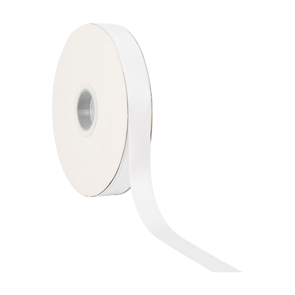7/8" Single Face Satin Ribbon | White (029) | 100 Yard Roll