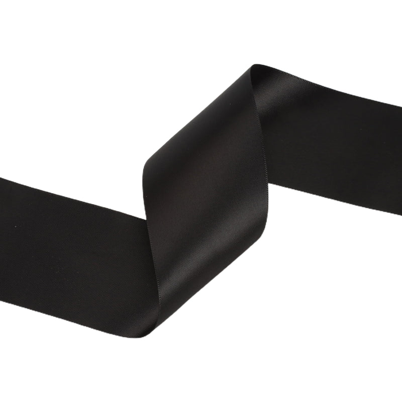 2 1/4" Double Face Satin Ribbon | Black (030) | 50 Yard Roll