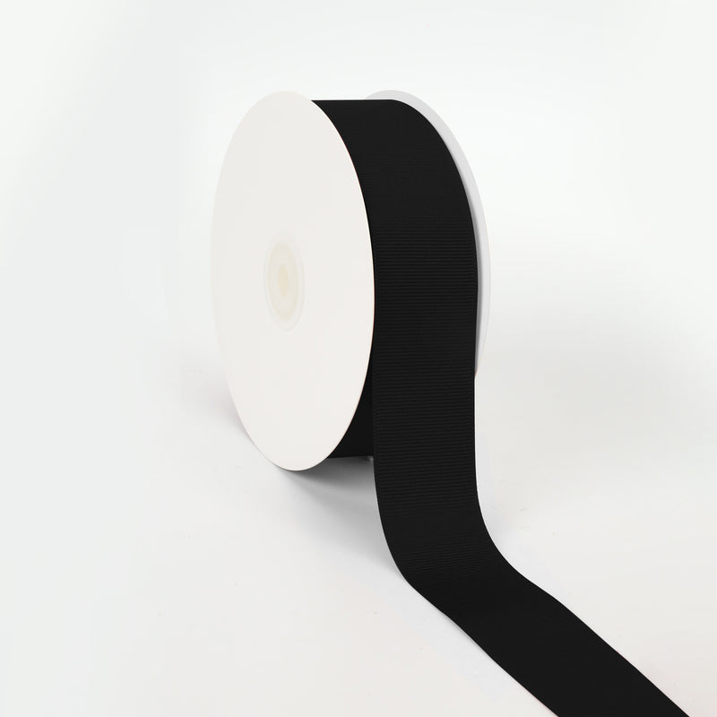1 1/2" Textured Grosgrain Ribbon | Black (030) | 50 Yard Roll
