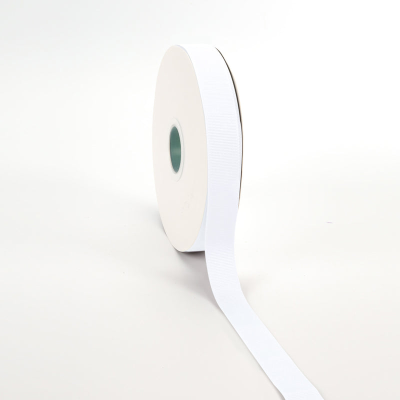 7/8" Textured Grosgrain Ribbon | White (029) | 100 Yard Roll