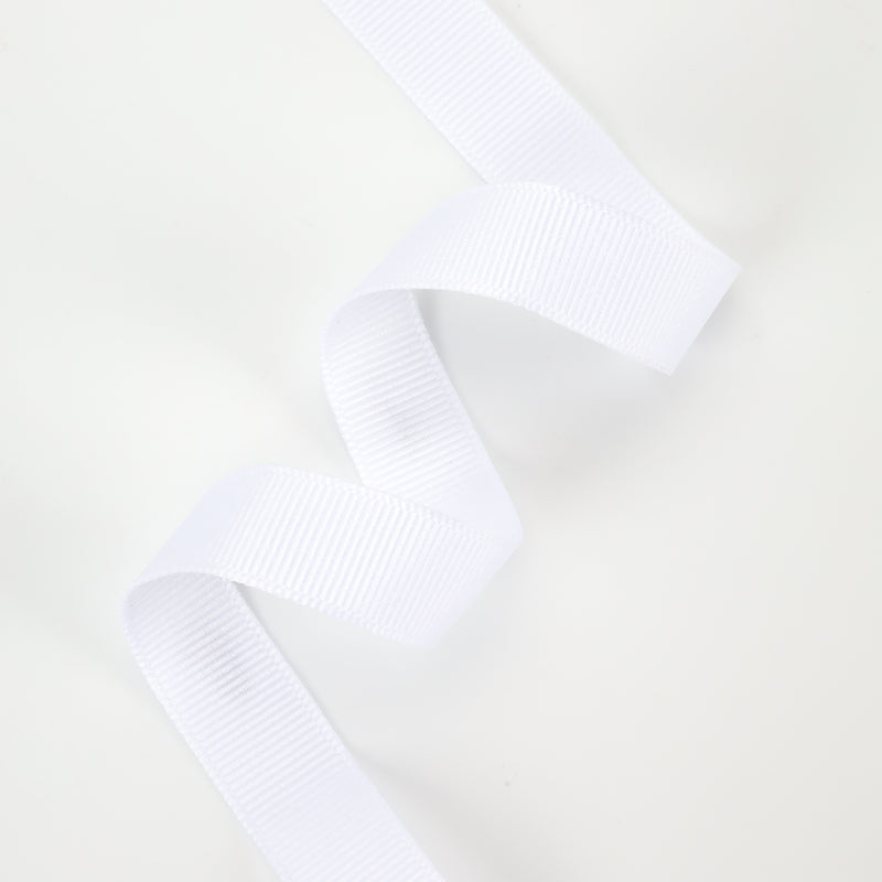 7/8" Textured Grosgrain Ribbon | White (029) | 100 Yard Roll