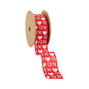 1 1/2" Wired Ribbon | Red w/ White Glitter Heart & XO | 10 Yard Roll