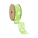 1 1/2" Wired Ribbon | Green w/ White All Over Bunny | 10 Yard Roll