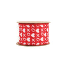 2 1/2" Wired Ribbon | Red w/ White Glitter Heart & XO | 10 Yard Roll