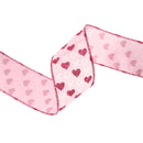 2 1/2" Wired Ribbon | Pink w/ Red Glitter Heart & White XO | 10 Yard Roll