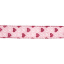 1 1/2" Wired Ribbon | Pink w/ Red Glitter Heart & White XO | 10 Yard Roll