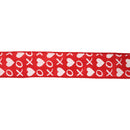 1 1/2" Wired Ribbon | Red w/ White Glitter Heart & XO | 10 Yard Roll