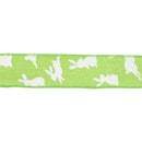 1 1/2" Wired Ribbon | Green w/ White All Over Bunny | 10 Yard Roll