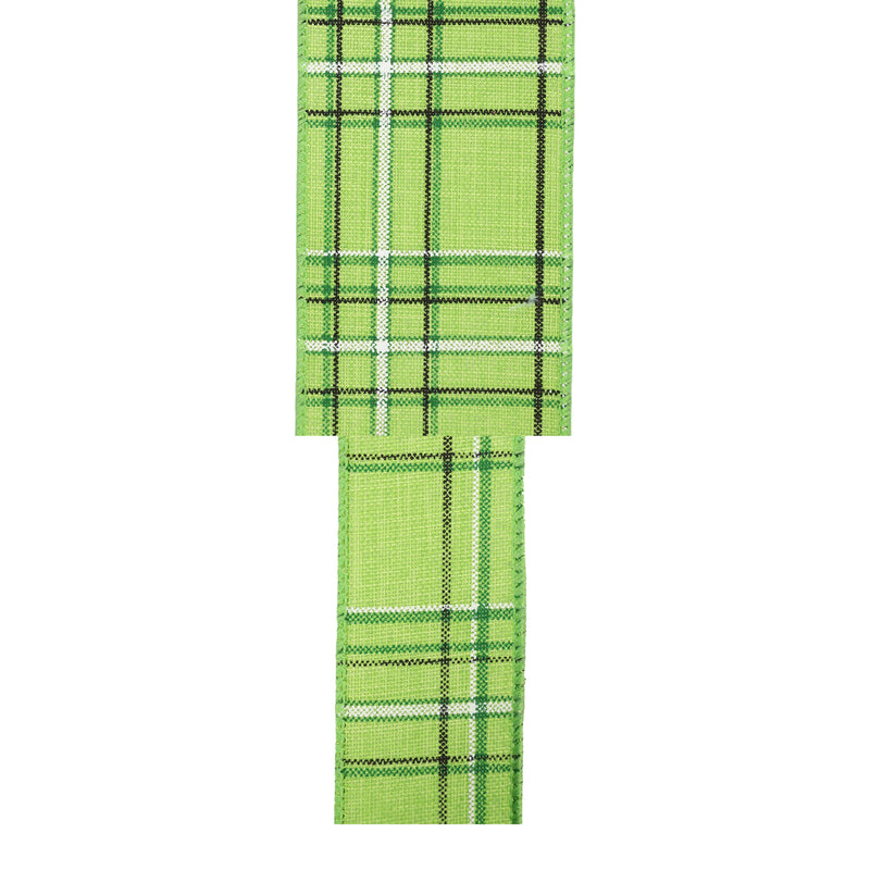 2 1/2" Wired Ribbon | Green/Spring Plaid | 10 Yard Roll