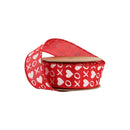 1 1/2" Wired Ribbon | Red w/ White Glitter Heart & XO | 10 Yard Roll