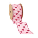2 1/2" Wired Ribbon | Pink w/ Red Glitter Heart & White XO | 10 Yard Roll