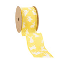 2 1/2" Wired Ribbon | Yellow w/ White All Over Bunny | 10 Yard Roll