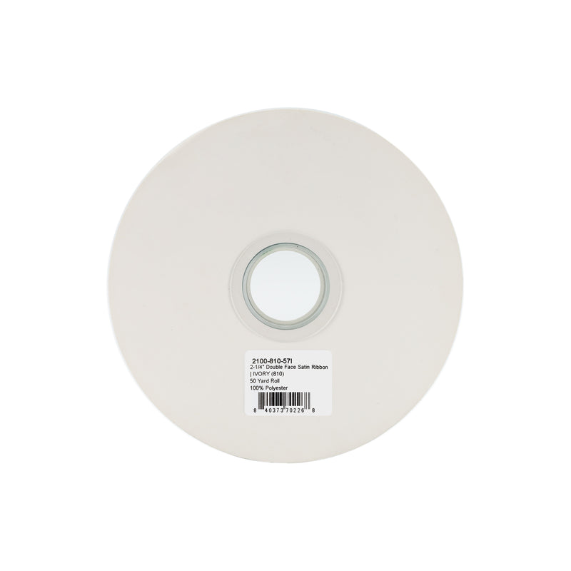 2 1/4" Double Face Satin Ribbon | Ivory (810) | 50 Yard Roll