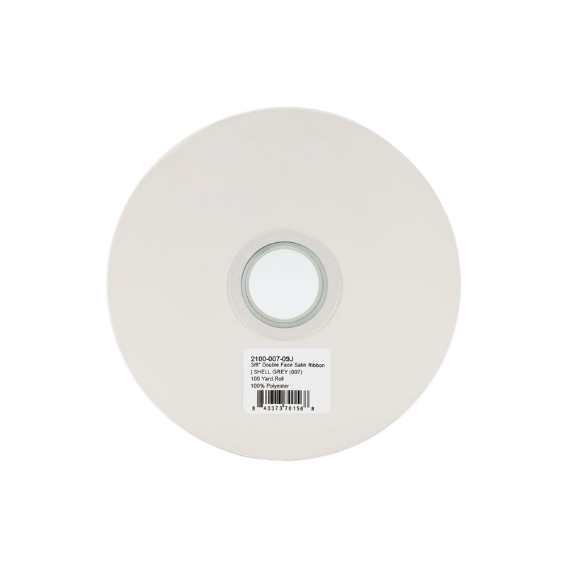 3/8" Double Face Satin Ribbon | Shell Grey (007) | 100 Yard Roll