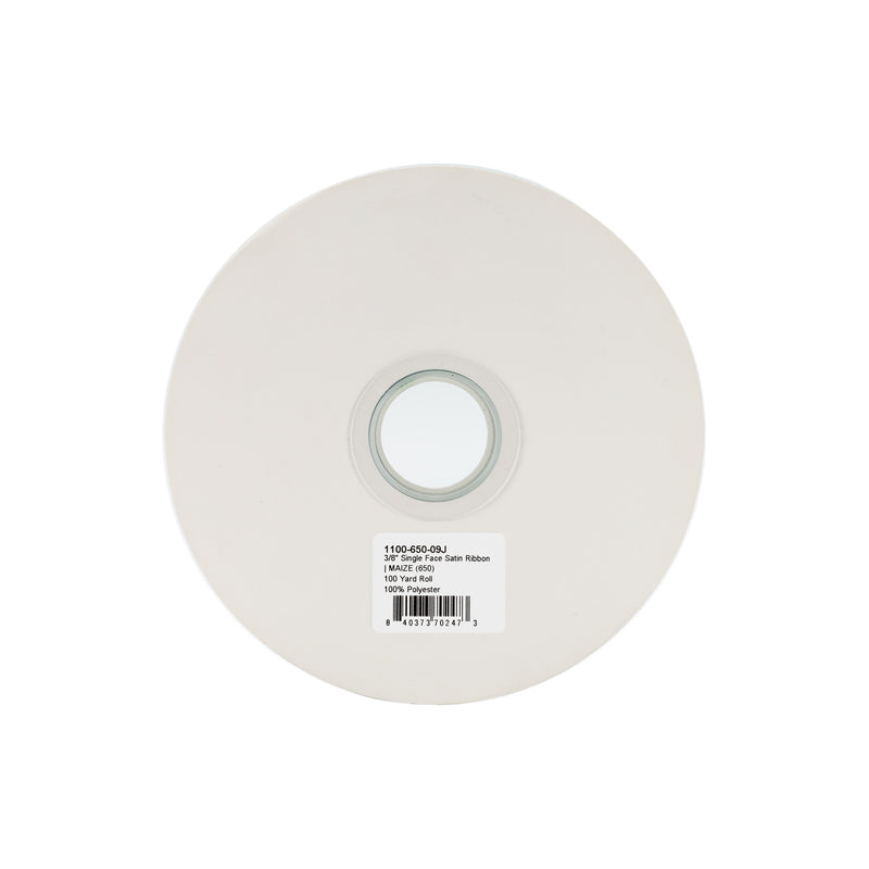 3/8" Single Face Satin Ribbon | Maize (650) | 100 Yard Roll