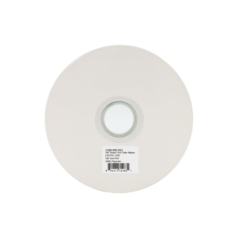 7/8" Single Face Satin Ribbon | Royal (350) | 100 Yard Roll