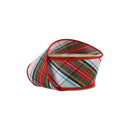 2 1/2" Wired Ribbon | Plaid Bias Cut Red/Green/Black/White/Turquoise | 10 Yard Roll