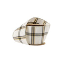 4" Wired Ribbon | Ivory/Black/Gold Plaid | 10 Yard Roll