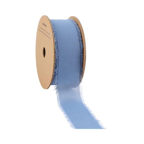1 1/2" Frayed Edge Chiffon Ribbon | Blue | 10 Yard Roll