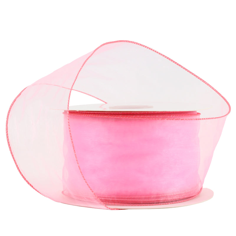 2 1/2" Wired Sheer Ribbon | Hot Pink | 50 Yard Roll
